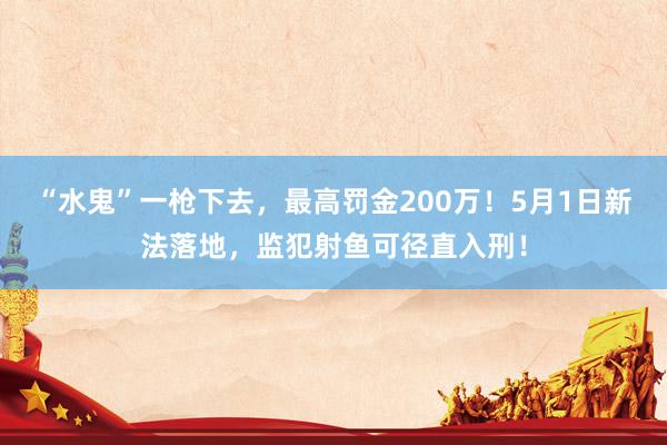 “水鬼”一枪下去，最高罚金200万！5月1日新法落地，监犯射鱼可径直入刑！