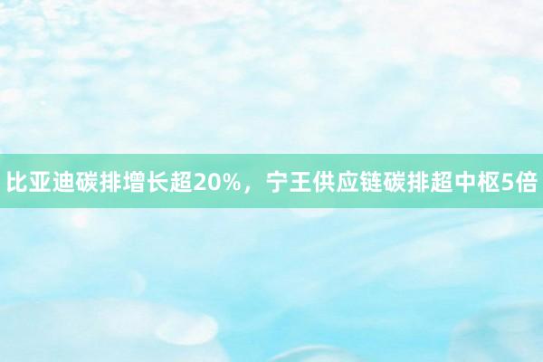 比亚迪碳排增长超20%，宁王供应链碳排超中枢5倍